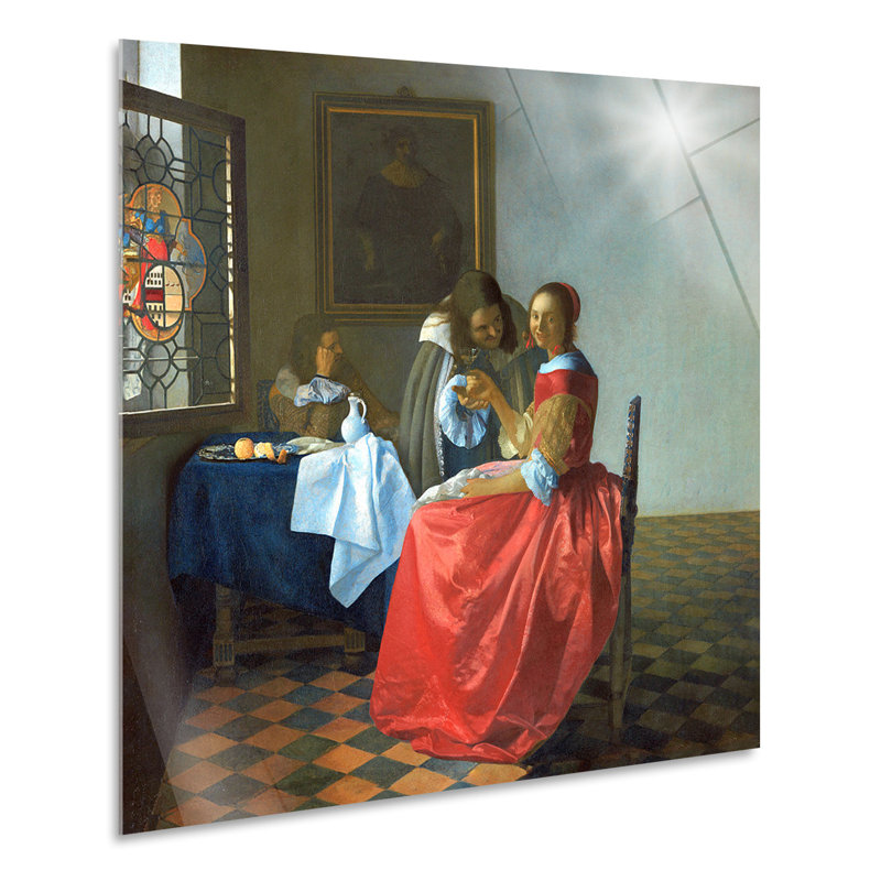 Dama Con Due Cavalieri by Jan Vermeer - Unframed Painting on Canvas, 100cm H x 70cm W