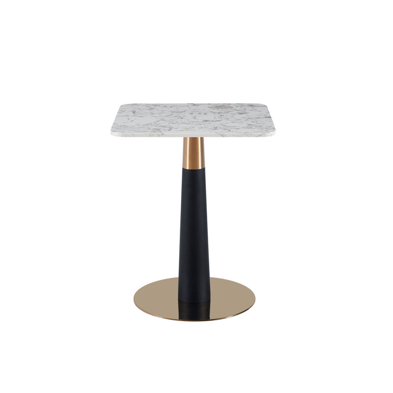 Odum Marble Top Metal Base Dining Table, White