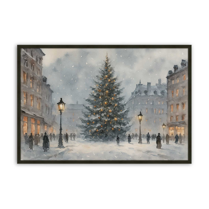 «Town Square Glow», reproduction d'art, 18 po x 24 po, Noir satiné