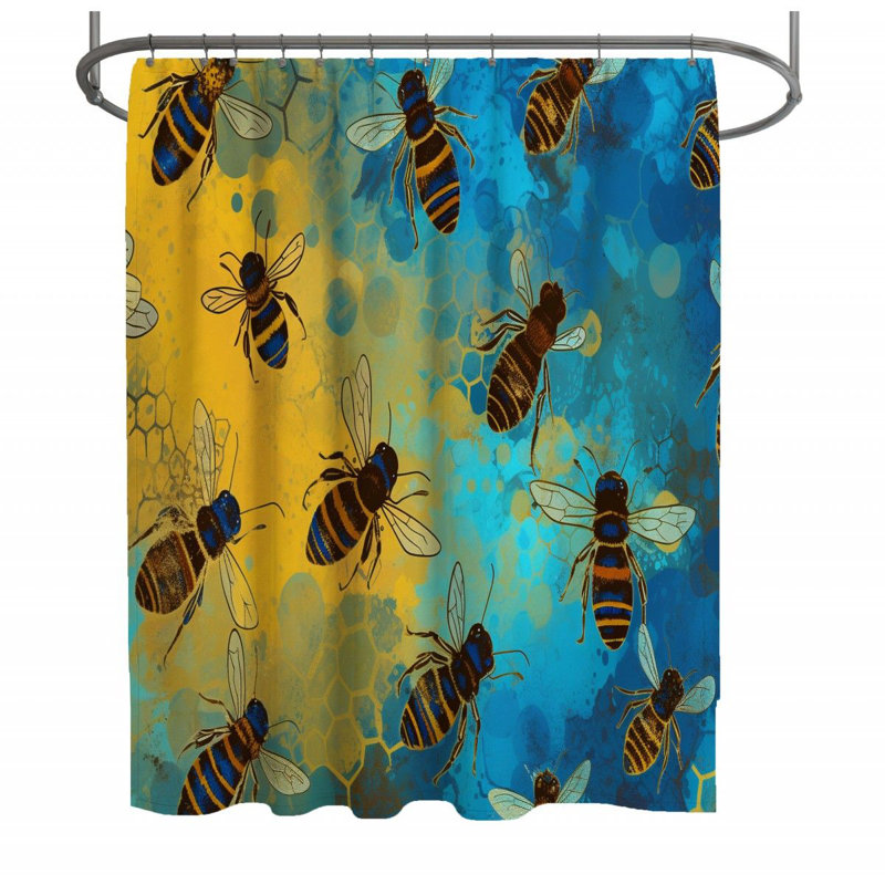 Rideau de douche abeille - décor de salle de bain insecte, H 93 po x l 70 po