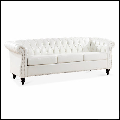 84" Rolled Arm Chesterfield 3 Seater Sofa