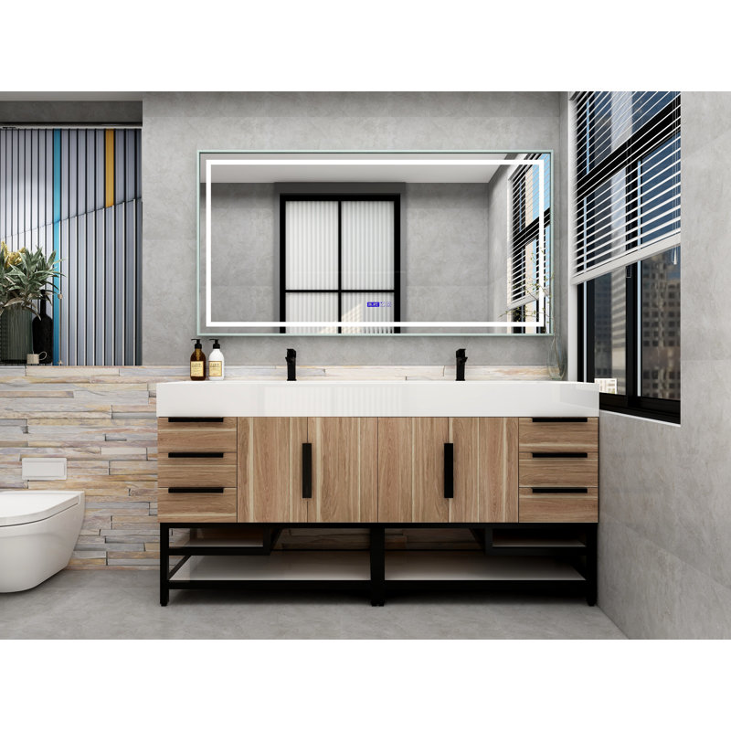 Meuble-lavabo sur pied simple de 72 po Jessica, Chêne naturel