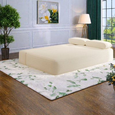 Space-saving Convertible Sofas, Plush Beige Corduroy For Modern Living