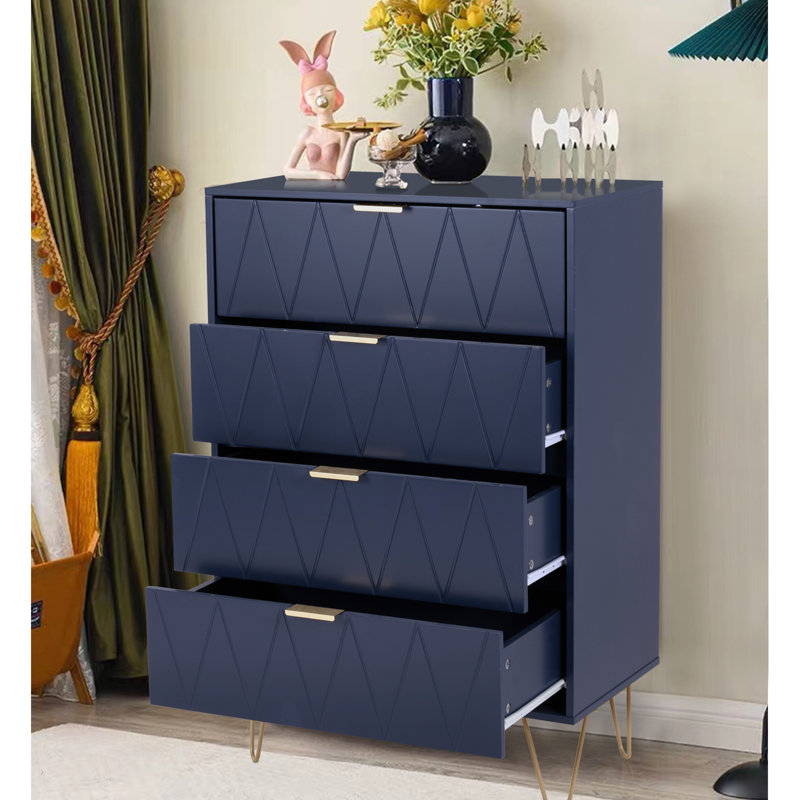 Marable 4 Drawer 59.9cm W Chest, Navy Blue