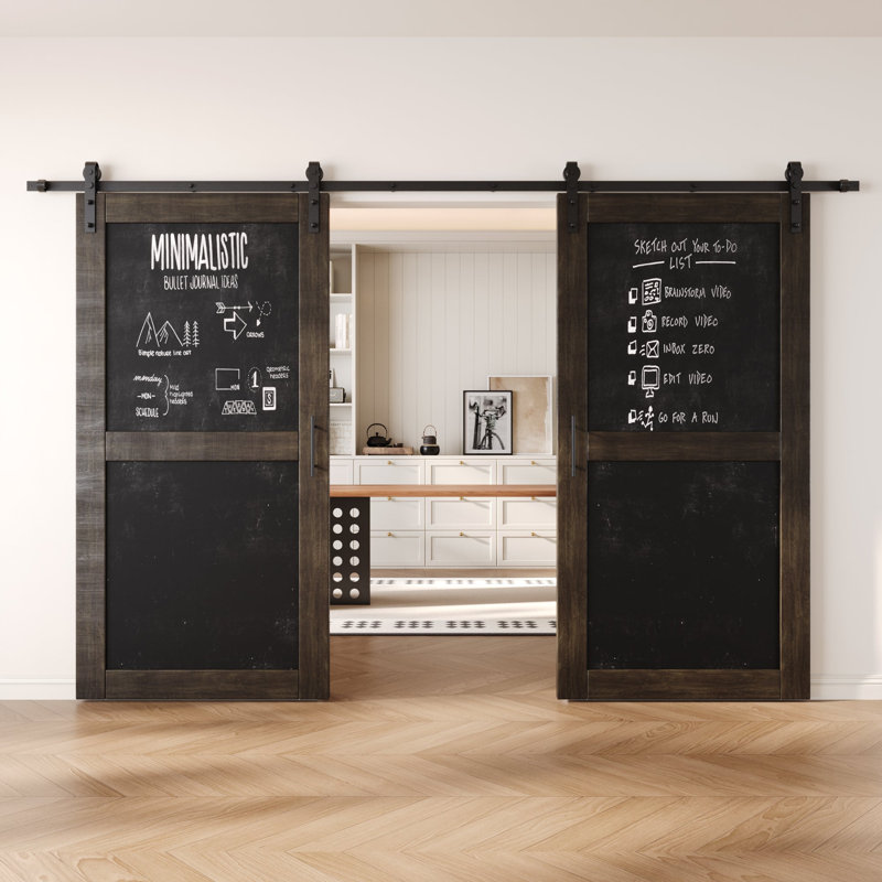 Portes de grange non assemblées et finies à deux panneaux 26 po x 80 po Homacer Ebony, 26 po x 80 po