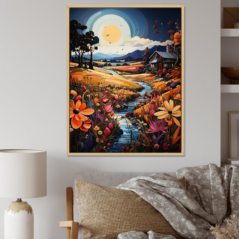 "Whimsical Magical Fields III", reproduction d'art sur toile, H 20 po x l 12 po x P 1 po, Cadre naturel flottant