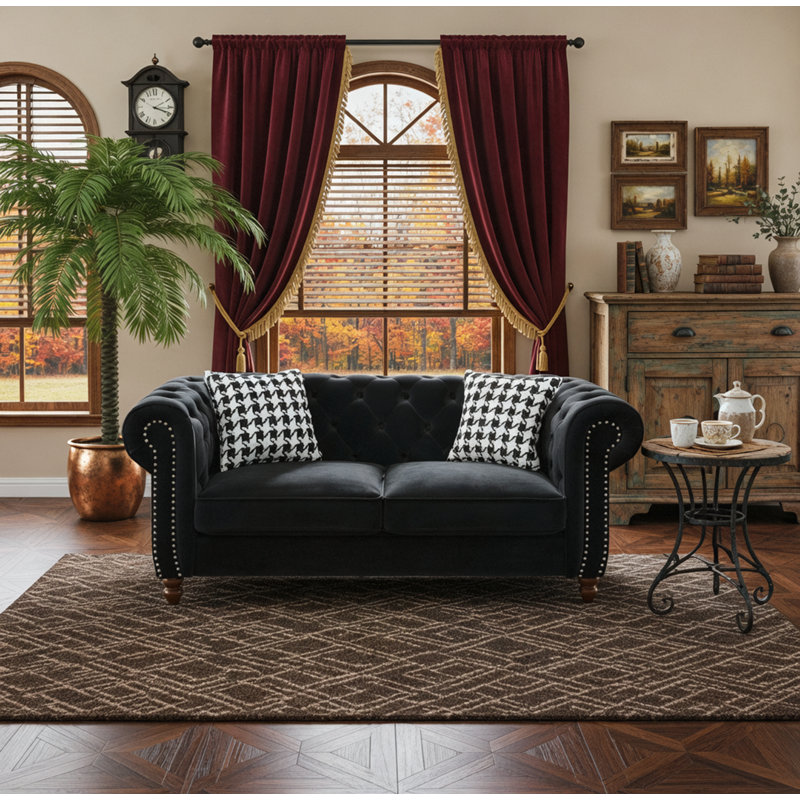 Canapé 67 po en tissu d'ameublement Chesterfield, 67 pouces