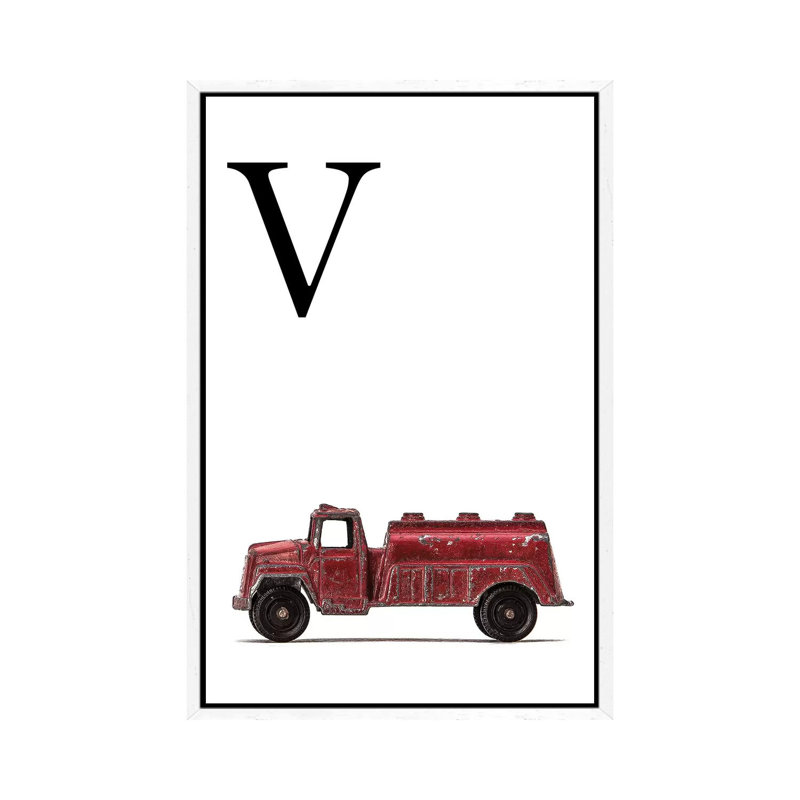 V Water Truck White Letter - Print on Canvas, 101.6 cm H x 66.04 cm W, White Framed