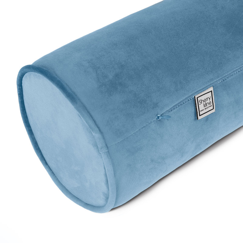 Sherry Kline Velvet Zippered Neck Roll Bolster (Set Of 2), Light Blue