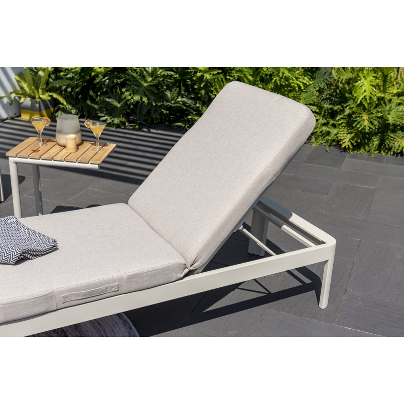 LifestyleGarden Moorea Aluminum Outdoor Patio Coral Sand Lounger, Cream, Cream