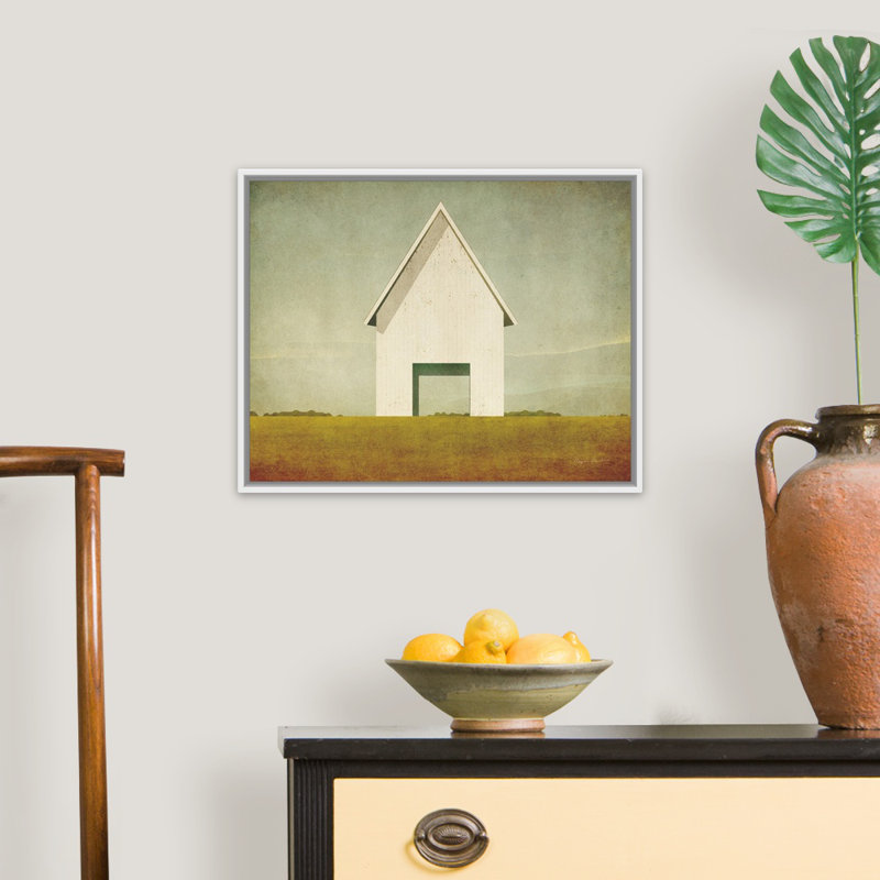 Reproduction d’art graphique sur toile, "Ohio Barn" par Mark Adlington, Cadre flottant blanc, H 18 po x l 22 po x P 1,75 po