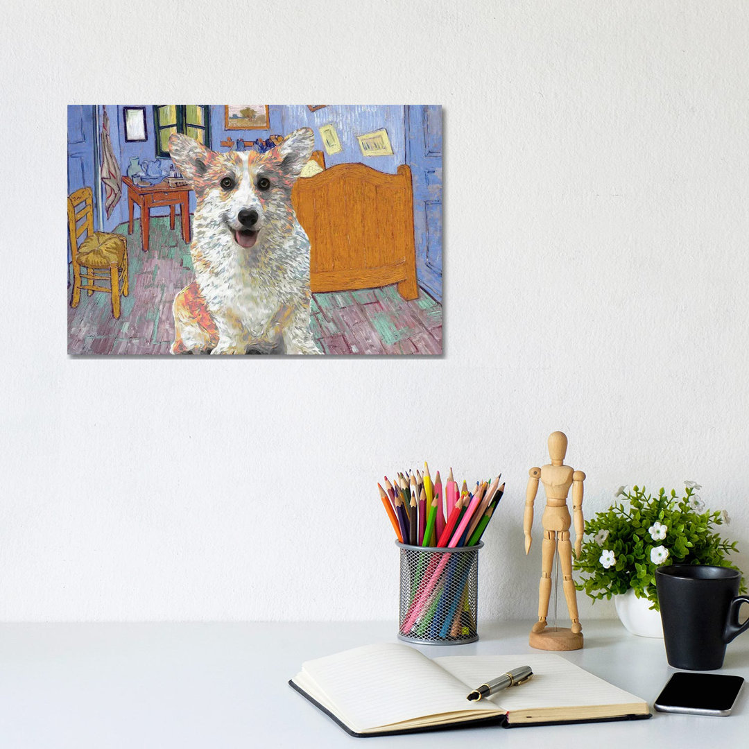 Pembroke Welsh Corgi the Bedroom - Wrapped Canvas Painting