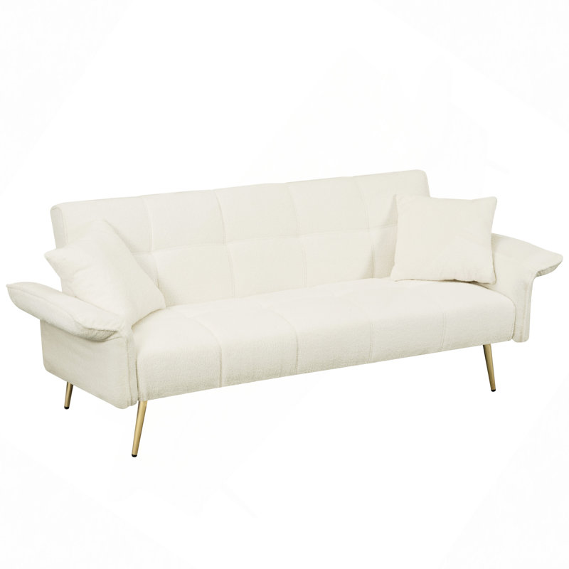 Futon-lit 70,1 po, canapé-lit double convertible, Beige