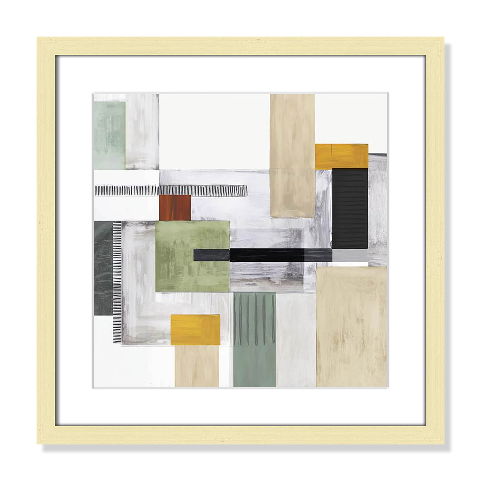 Playful Blocks, Gold Box Framed, 17" H x 17" W x 0.75" D