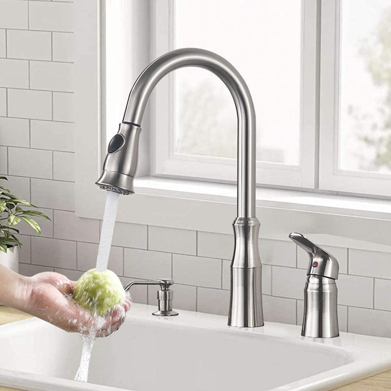 AlenArtWater Pull Out Kitchen Faucet with Soap Dispenser