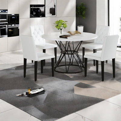 Round Dining Table Sets(must Include Both Table And Chair) Mdf Modern Kitchen