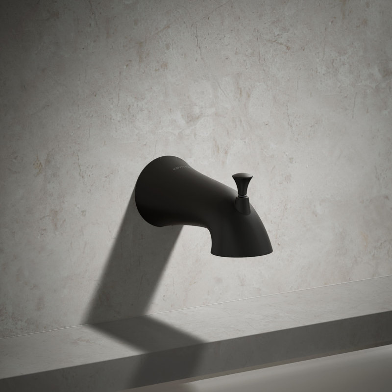 Buckley Wall-Mount Bath Spout With Diverter, Matte Black