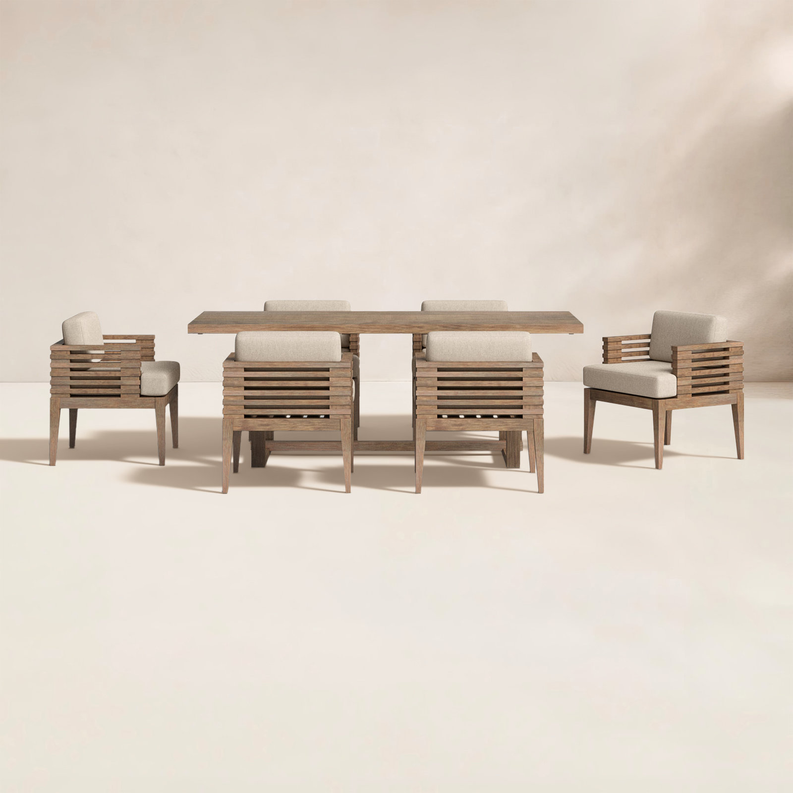 Aerilyn 82" Patio Dining Set, Taupe Performance