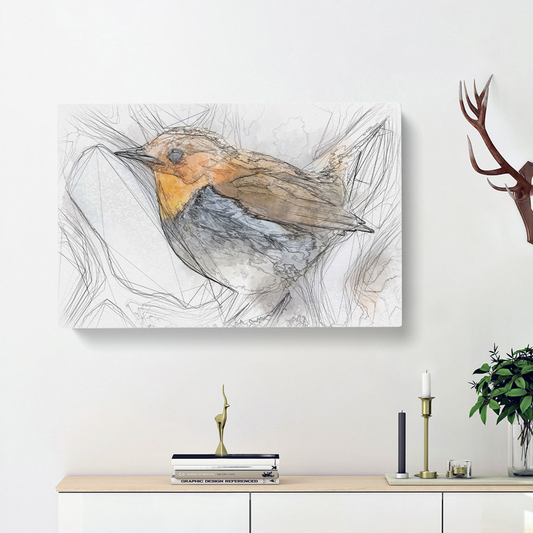 Charming Robin Bird - Wrapped Canvas