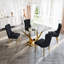 Table de salle à manger en verre avec base en verre et 4 chaises en velours-106913232-106913233