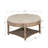 Round Ottoman, Small Upholstered Coffee Table, Button Tufted Ottoman With Wooden Shelf, Indoor Small Ottoman-75863482