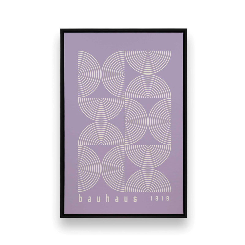 Affiche de composition Bauhaus, H 12,75 po x l 8,75 po, Mauve, Cadre flottant noir satiné