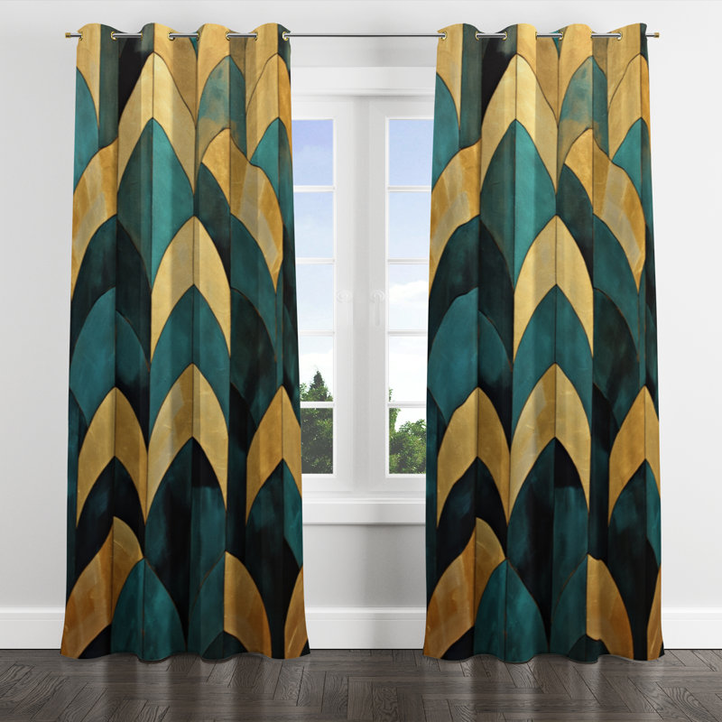 Aundraya - Modern Blackout Grommet Curtain - 1 panel, 52" W x 63" L, Gold Grommets