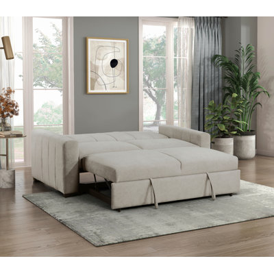 Transitional Convertible Sofa With Pull-Out Bed Upholstery Solid Wood Furniture 1Pc