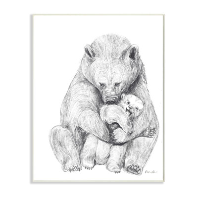 «Bear Family Animal Neutral Gray Dessin», impression