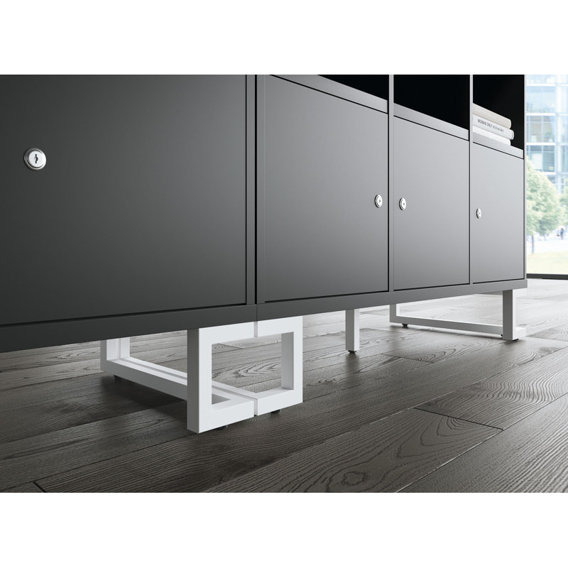 Debellis 101cm H x 119cm W Cube Bookcase, Black, Black