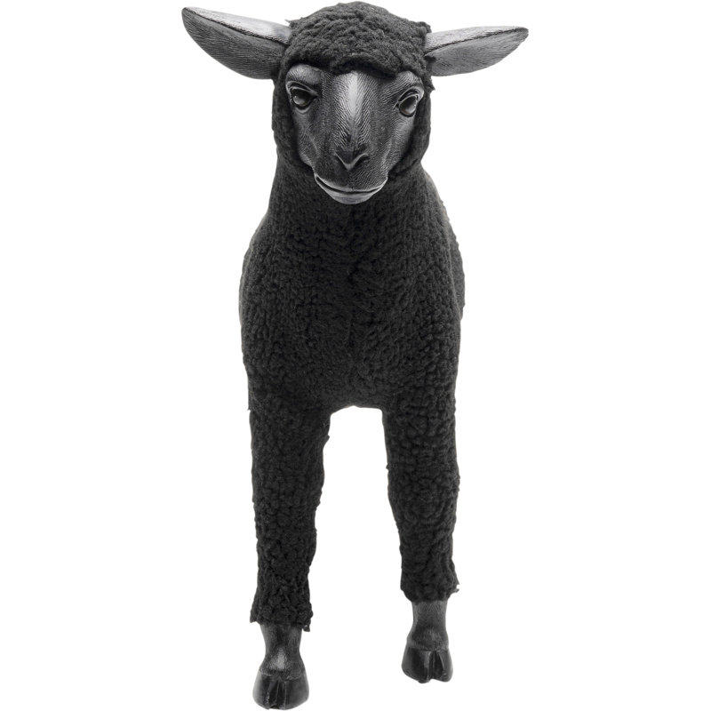 Black Happy Sheep Wool Figurine