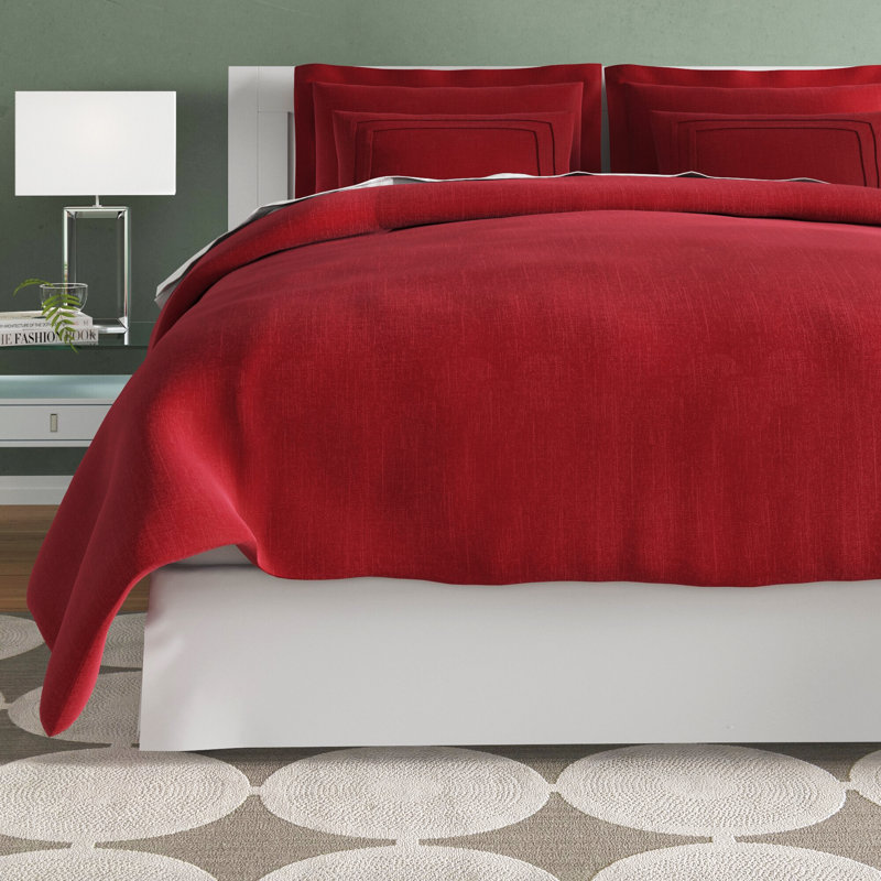 Farmhouse / Country Duvet Cover, King Duvet Cover + 2 King Shams, Cardinal
