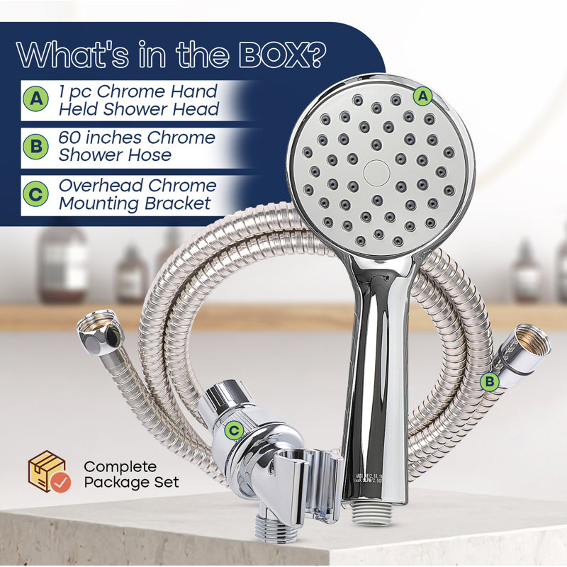 Single Function Massage Shower Head, Handheld Showerhead Easy To Clean Chrome, Chrome