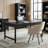 55.12'' W Manufactured Wood and Iron Executive Desk-1800778034