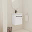 Meuble-lavabo mural 18 po avec lavabo en céramique et porte d'armoire à fermeture en douceur, pour petite salle de bain-116040580