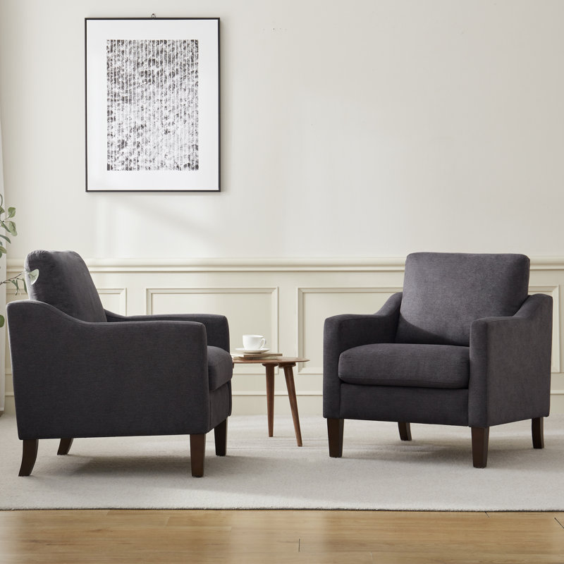 Fauteuil avec pieds en bois massif, Gris