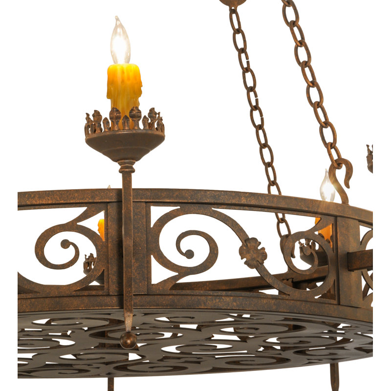 Lustre de roue de wagon de style bougie 8 lumières Quinnville