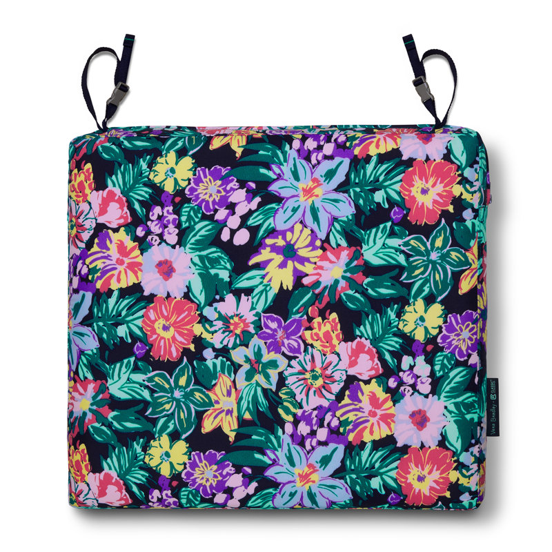 Vera Bradley Outdoor 3'' Dining Chair Seat Cushion, 3" H x 17" W x 17" D, Happy Blooms