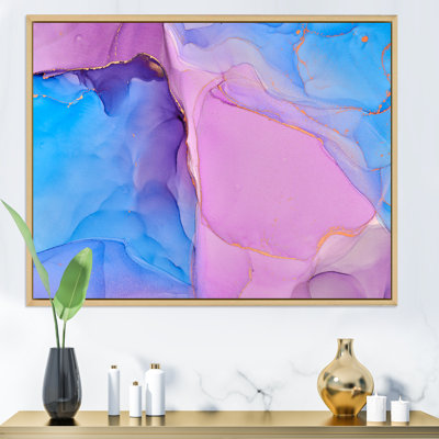 Rose et mauve, art liquide abstrait IV - reproduction sur toile