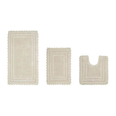 Rasika Reversible 100% Cotton Tufted Bath Rug Set (Set of 3) 