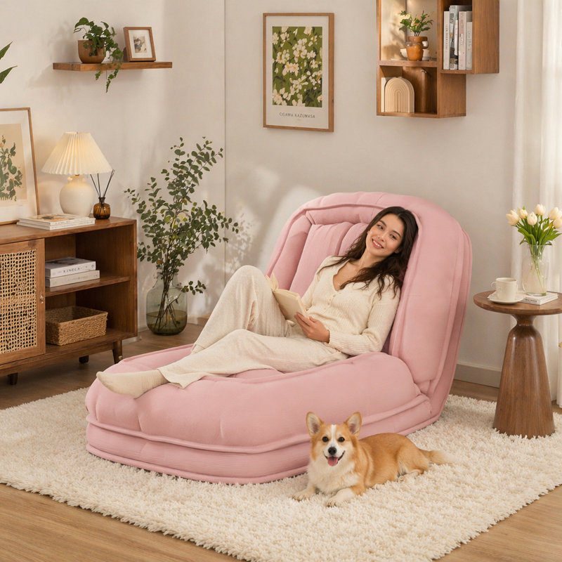Lit rembourré pour chien avec 5 positions réglables pour adultes et animaux de compagnie, Pink