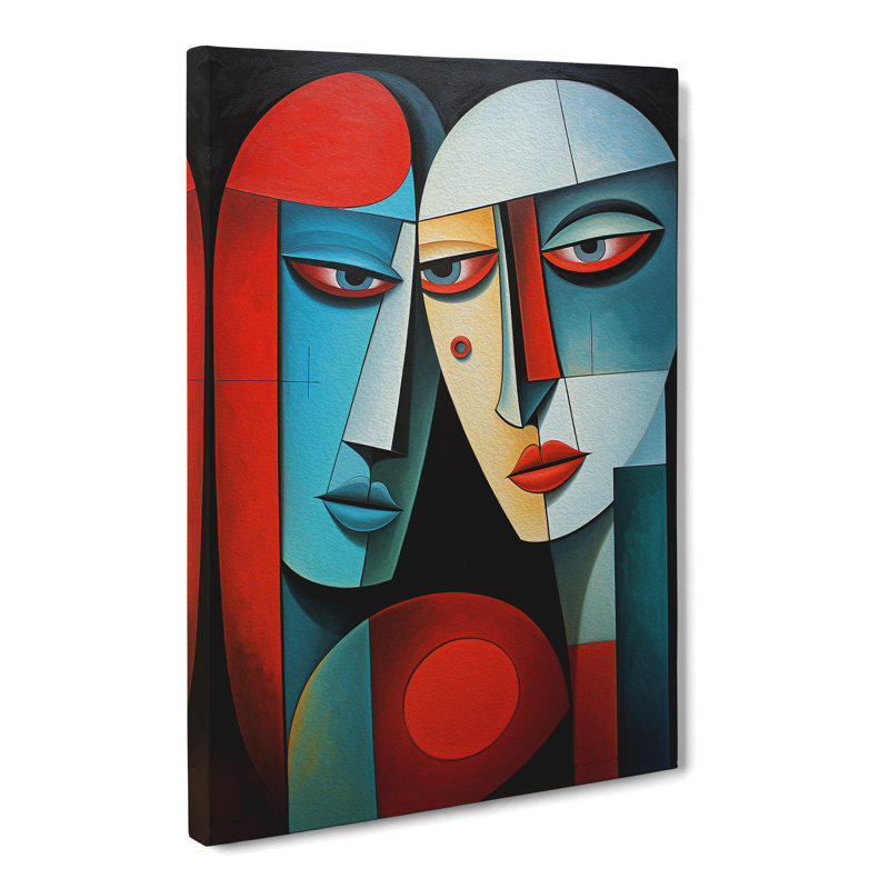 Two Men In Love Cubism - No Frame Print, 60cm H x 40cm W x 3cm D