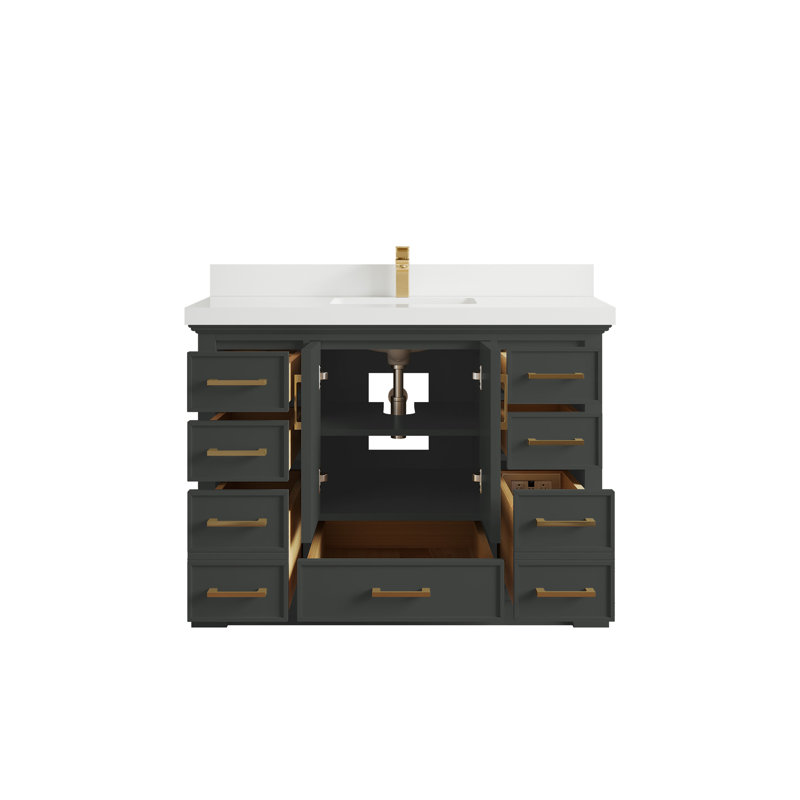 Charlotte 48'' Single Bathroom Vanity with Top, White