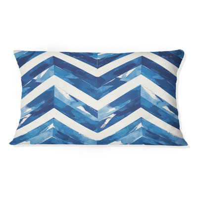 Coussin lombaire bleu moyen Mid-Century Chevron VI - Mid-Century