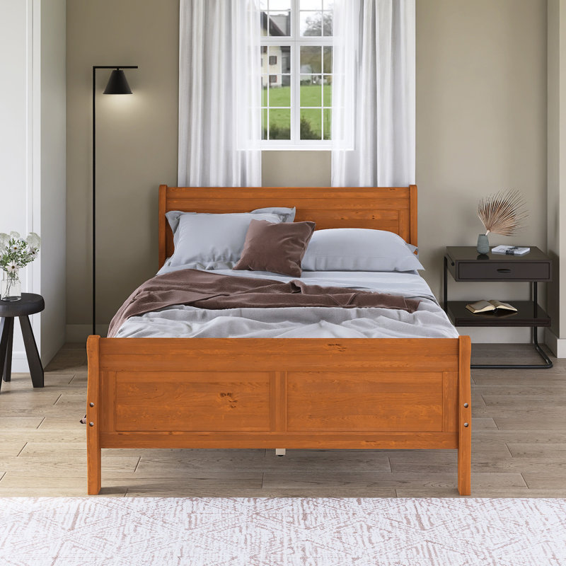 Lit plateforme en bois avec tête de lit, Lit double , Chêne