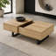 Table basse extensible avec plateau coulissant avec rangement dissimulé, MDF naturel, design moderne inspiré du milieu du siècle