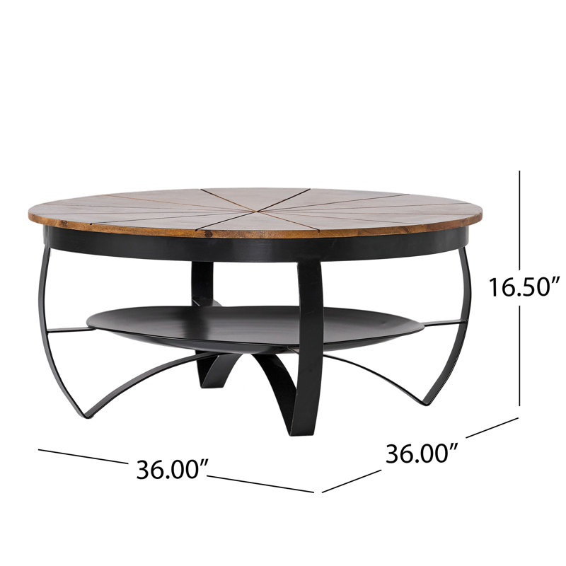 Meroy Round Mango Wood and Iron Coffee Table
