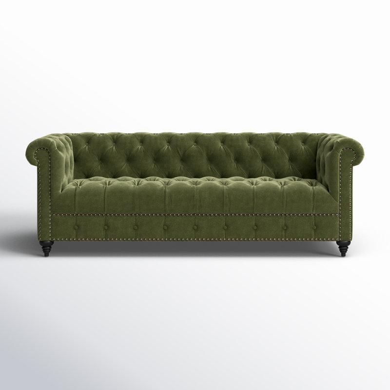 Newell Upholstered 88'' Sofa, Olive Green Velvet