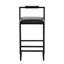 Paire de tabourets de bar noirs: hauteur de comptoir avec support pour le dos, revêtement en cuir synthétique, repose-pieds inclus, structure en métal robuste pour la salle à manger 2 tabourets: siège, repose-pieds, bureaux élégants-610225633