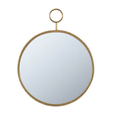 26" X 32" Circle Wall Mirror In Gold Metal Frame - Illuminate Living Room, Entryway, Office Clear Reflection, Structure With Decor Crystal Iron
